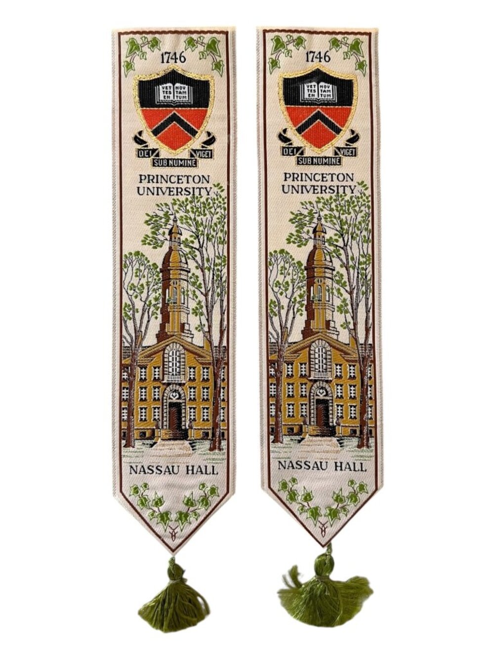 Vintage Cash's Woven Fabric Bookmark, Princeton University Nassau Hall, 9.25"